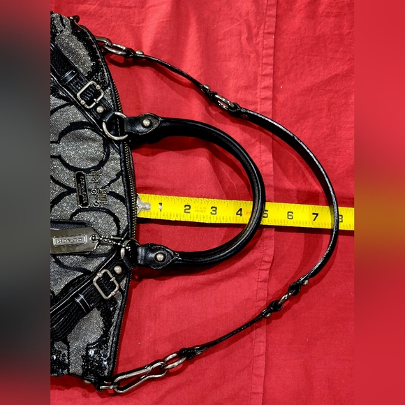 COACH| Madison Signature Op Art Sophia Sequin Metallic Satchel Shoulder Bag - Picture 11 of 12